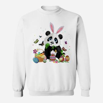 Cute Panda Bunny Egg Hunting Colorful Egg Happy Easter Day Sweatshirt | Crazezy CA