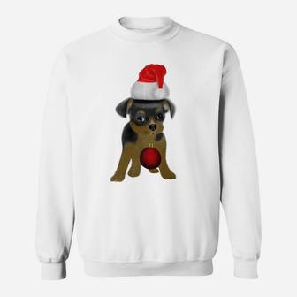 Cute Puppy Dog Christmas Hat Dog Lover Xmas Gift Sweatshirt | Crazezy AU