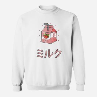 Cute Retro 90S Japanese Kawaii Strawberry Milk Shake Carton Sweatshirt | Crazezy