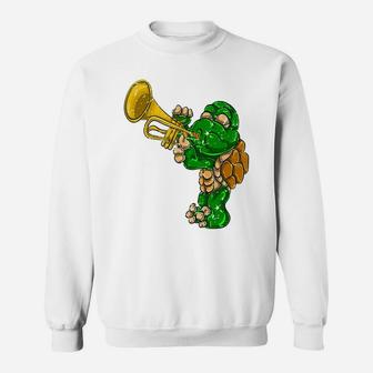 Cute Turtle Trumpet Gifts Jazz Musician Trumpeter Sweatshirt | Crazezy UK