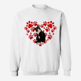 Cute Tuxedo Valentines Day Hearts Gift For Cat Lovers Sweatshirt | Crazezy AU