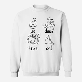 Cute Un Deux Trois Cat Loving French 1-2-3-4 Counting Kitty Raglan Baseball Tee Sweatshirt | Crazezy CA
