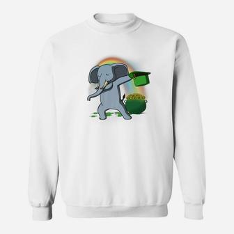 Dabbing Elephant Leprechaun St Patricks Day Lucky Sweatshirt - Thegiftio UK