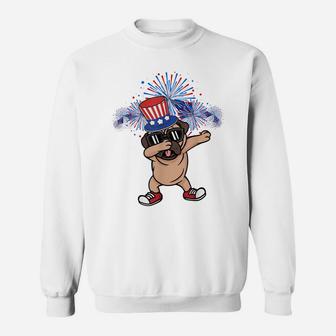Dabbing Pug American Flag 4Th Of July Dog Lover Dab Dance Sweatshirt | Crazezy AU