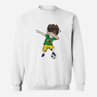 Dabbing Soccer Boy Brazil Sweatshirt | Crazezy