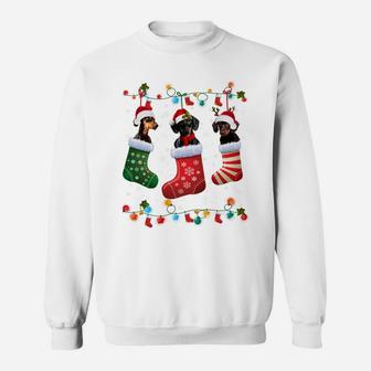 Dachshund Christmas Socks Funny Xmas Pajama Dog Lover Gift Sweatshirt Sweatshirt | Crazezy CA
