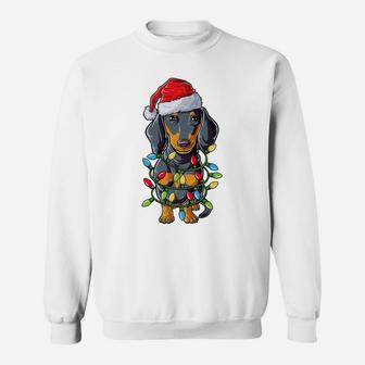 Dachshund Santa Christmas Tree Lights Xmas Gifts Boys Kids Sweatshirt | Crazezy CA