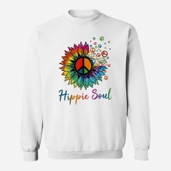 Daisy Peace Sign Hippie Soul Retro Hippie Flower Lovers Sweatshirt | Crazezy