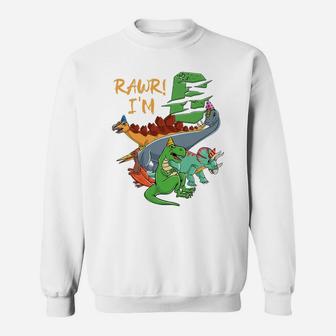 Dino Rawr I'm 6Th Birthday Dinos 6 Year Old Boys Dinosaur Sweatshirt | Crazezy CA