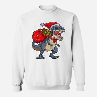 Dinosaur Christmas T Rex Santa Claus Xmas Boys Kids Gifts Sweatshirt | Crazezy