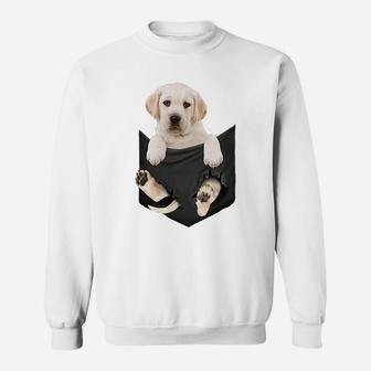 Dog Lovers Gifts White Lab In Pocket Funny Dog Face Sweatshirt | Crazezy UK