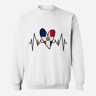 Dominican Flag Heartbeat Ekg Heart Sweatshirt | Crazezy
