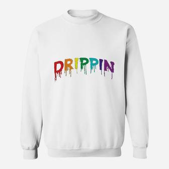 Drippin Sauce Melting Trending Messy Saucy Light Distress Sweatshirt - Thegiftio UK