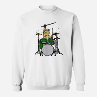 Drummer Cat Music Lover Musician Playing The Drums Sweatshirt | Crazezy CA