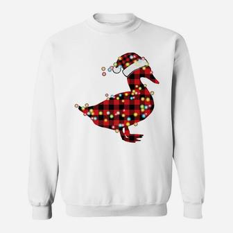 Duck Christmas Red Plaid Buffalo Pajama Farmer Gift Sweatshirt | Crazezy DE
