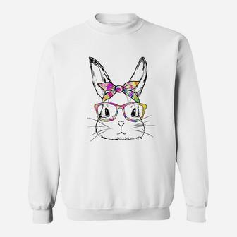 Dy Cute Bunny Face Tie Dye Glasses Easter Day Sweatshirt | Crazezy CA