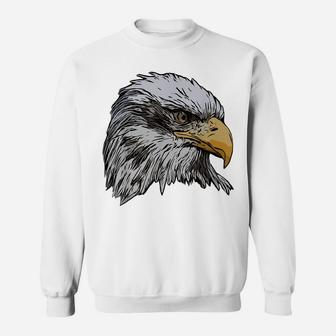 Eagle Imprint American Bird Animal Retro Art Motif Bald Sweatshirt | Crazezy