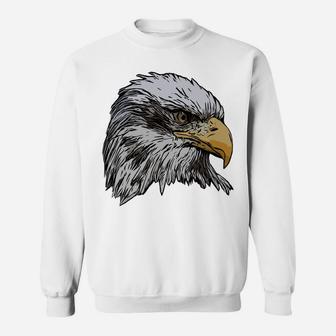 Eagle Imprint American Bird Animal Retro Art Motif Bald Sweatshirt Sweatshirt | Crazezy