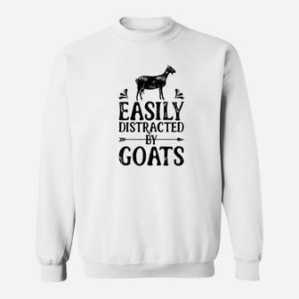 Easily Distracted By Goats Goat Women Men Girls Farm Sweatshirt - Thegiftio UK