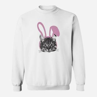 Easter Cat Funny Kitten In Bunny Ears Cute Lover Spring Sweatshirt | Crazezy CA