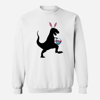 Easter Dinosaur T Rex Bunny Ears Easter Eggs Basket Sweatshirt - Thegiftio UK