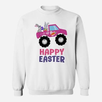 Easter Truck Bunny Eggs For Kids Boys Girls Happy Easter Sweatshirt | Crazezy DE