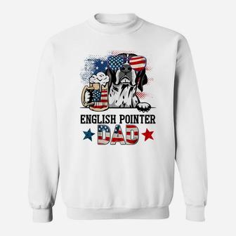 English Pointer Dog Dad American Flag Glasses Sweatshirt | Crazezy UK