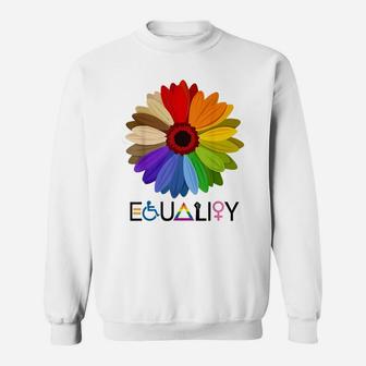 Equality Flower Rainbow Retro Gay Lesbian Pride Lgbt Sweatshirt | Crazezy