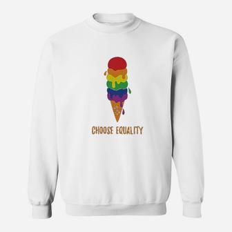 Equality Rainbow Ice Cream Pride Flag Sweatshirt | Crazezy
