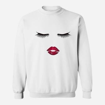 Eyelash Lips Lipstick Lash Sweatshirt | Crazezy