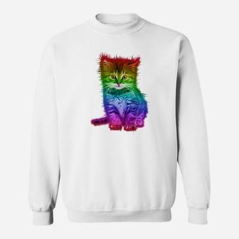 Farbenfrohes Regenbogen-Kätzchen Sweatshirt für Alle - Seseable