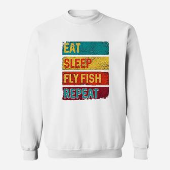 Fishing Eat Sleep Fly Fish Repeat Sweatshirt | Crazezy AU