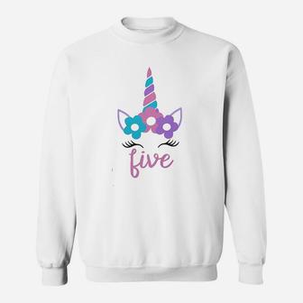 Five 5 Fifth 5Th Birthday Unicorn Sweatshirt | Crazezy DE