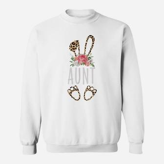 Floral Leopard Aunt Bunny Gift Happy Easter Mother's Day Sweatshirt | Crazezy CA