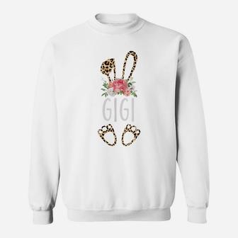 Floral Leopard Gigi Bunny Gift Happy Easter Mother's Day Sweatshirt | Crazezy CA