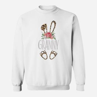 Floral Leopard Granny Bunny Gift Happy Easter Mother's Day Sweatshirt | Crazezy UK