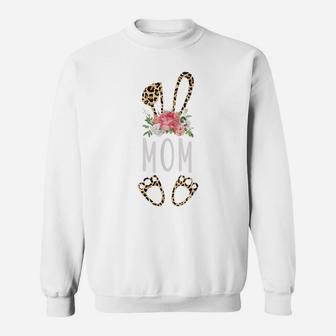 Floral Leopard Mom Bunny Gift Happy Easter Mother's Day Sweatshirt | Crazezy CA