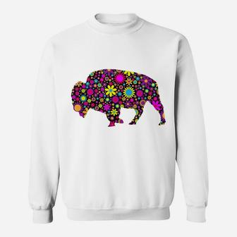 Flower Patterns Bison Buffalo T Shirt Sweatshirt | Crazezy