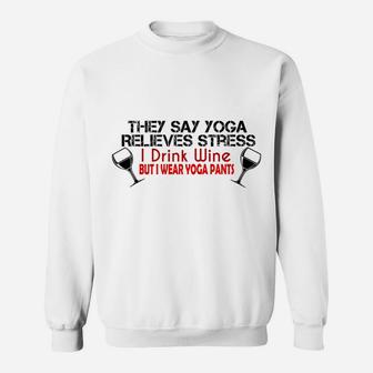 For Women Men Funny Drink Wine Wear Yoga Pants Sweatshirt - Thegiftio UK