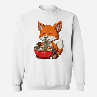 Fox Eating Ramen Ramen Noodle Lovers Fox Themed Gift Sweatshirt | Crazezy
