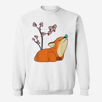 Fox Japanese Aesthetic Cherry Blossom Flower Sweatshirt | Crazezy AU