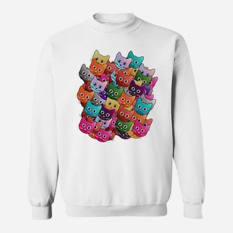 Fun Colorful Cat Cute Kitten Lovers Kawaii Neko Women Kids Sweatshirt | Crazezy