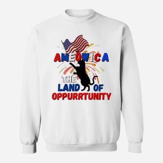 Funny 4Th Of July Ameowica The Land Of Opportunity Kitties Sweatshirt | Crazezy UK