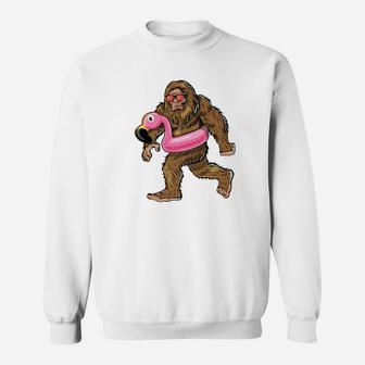Funny Bigfoot Flamingo Float Sasquatch Shirt Bigfoot Gift Sweatshirt - Thegiftio UK