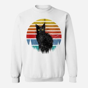 Funny Black Cat Vintage Retro Style - Cats Lover Gift Zip Hoodie Sweatshirt | Crazezy