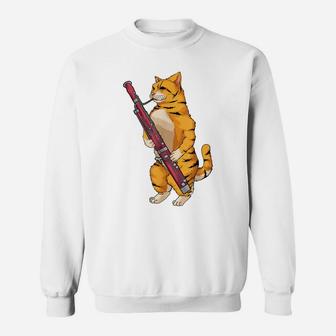 Funny Cat Playing Bassoon | Cool Animal Lover Musician Gift Sweatshirt | Crazezy