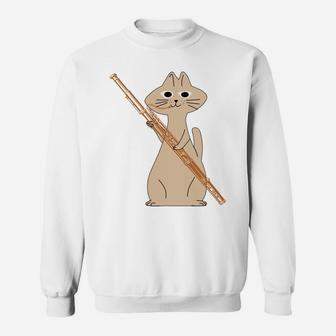 Funny Cat Playing Bassoon Play Orchestra Music Cat Lovers Sweatshirt | Crazezy CA
