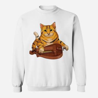 Funny Cat Playing Hurdy Gurdy Gift | Cool Kitten Musician Sweatshirt | Crazezy UK