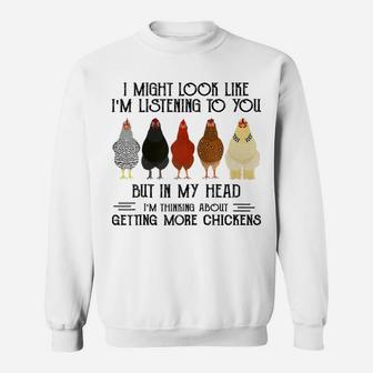 Funny Chicken I Might Look Like Listening To You Farmer Gift Raglan Baseball Tee Sweatshirt | Crazezy CA