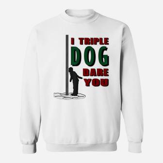 Funny Christmas Flag Pole I Triple Dog Dare You Xmas Pajamas Sweatshirt | Crazezy AU